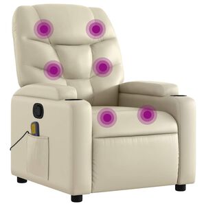 vidaXL Massagesessel mit Relaxfunktion, Kunstleder, Creme