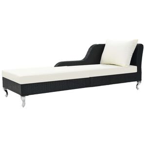 vidaXL Sonnenliege mit Auflage Poly Rattan Schwarz