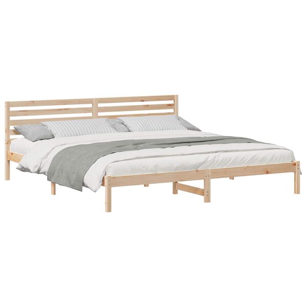 vidaXL Bettrahmen mit Kopfteil Braun 180 x 220 cm Massives Kiefernholz