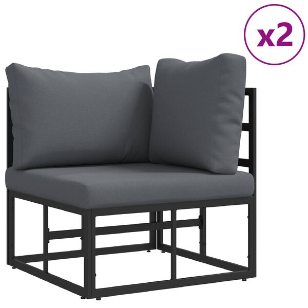 vidaXL Gartensofa-set mit Kissen 7 pcs Schwarz Aluminium