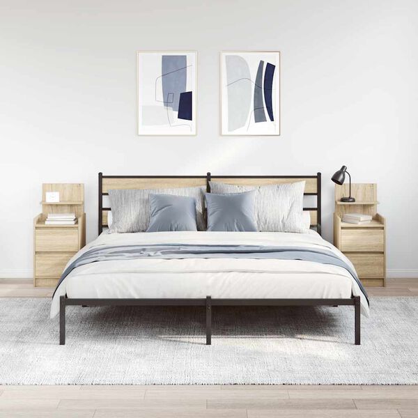 vidaXL Nachttische mit 2 Schubladen 2 Stk. Sonoma-Eiche 38x34x80 cm