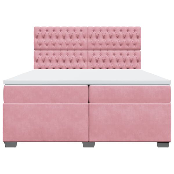vidaXL Boxspringbett mit Matratze Rosa 200x200 cm Samt