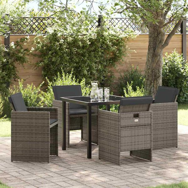 vidaXL Garten Essgruppe 5 pcs Grau Poly-Rattan