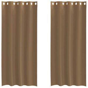 vidaXL Voile Vorh&auml;nge mit &Ouml;sen 2 Stk. Hellbraun