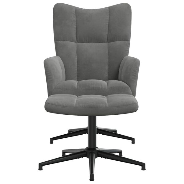 vidaXL Relaxsessel mit Hocker Dunkelgrau Samt