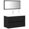 vidaXL Badezimmerm&ouml;bel-Set 3 pcs Schwarz Eichen-Optik Holzwerkstoff