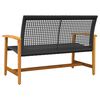 vidaXL Gartenbank Schwarz 112 cm Poly Rattan und Akazienholz
