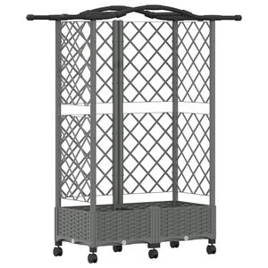 vidaXL Hochbeet mit Rankgitter und Dach Hellgrau 124 x 40 x 129 cm PP