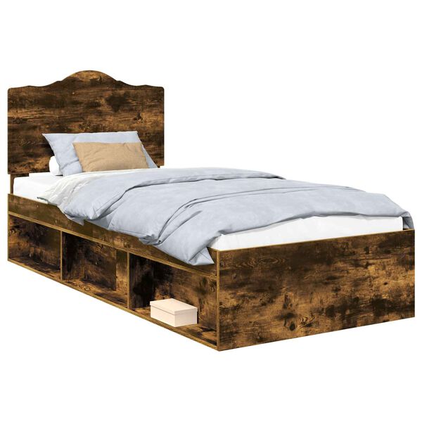 vidaXL Bettrahmen Ger&auml;ucherte Eiche 75 x 190 cm Massives Kiefernholz