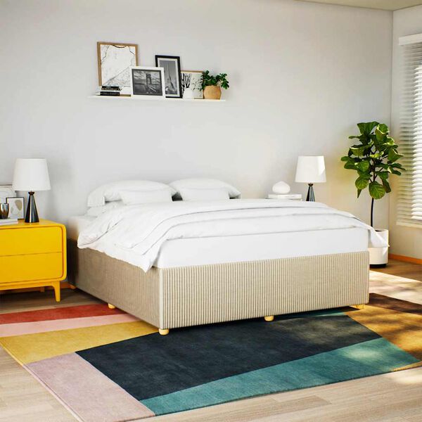 vidaXL Bettgestell ohne Matratze Creme 200x200 cm Stoff