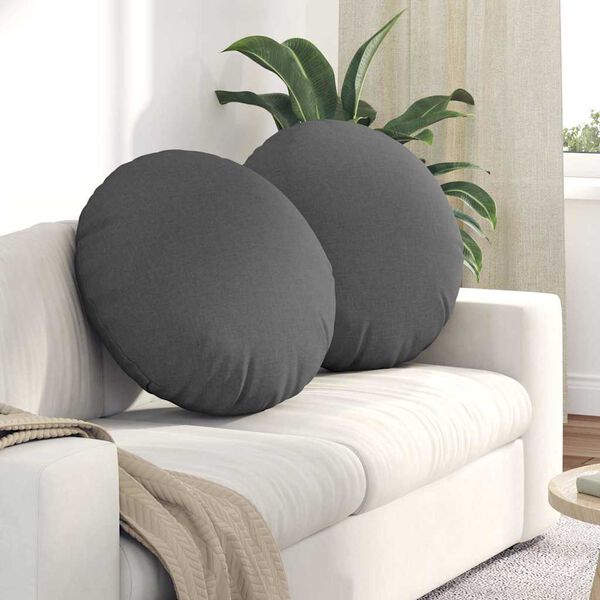 vidaXL Sitzkissen 2 pcs Dunkelgrau &Oslash;60 x 21 cm Stoff