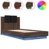 vidaXL Bettgestell mit Kopfteil und LED-Leuchten Braun Eiche 90x190 cm