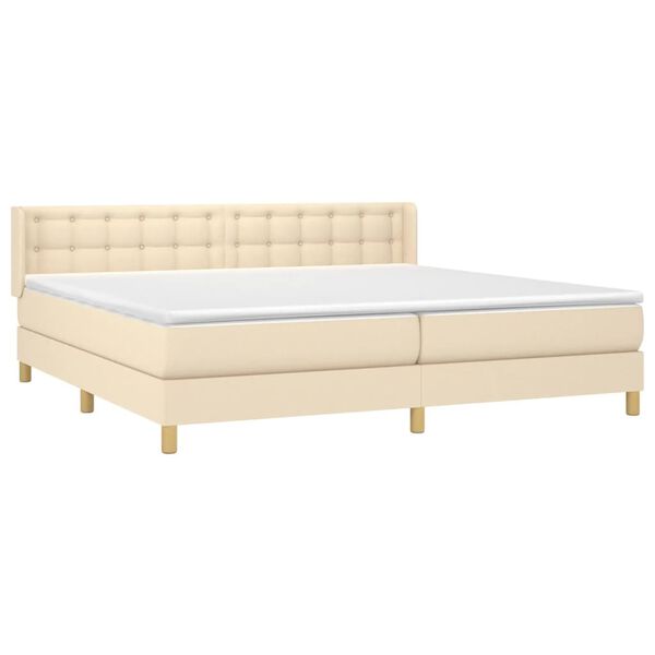vidaXL Boxspringbett mit Matratze Creme 200x200 cm Stoff