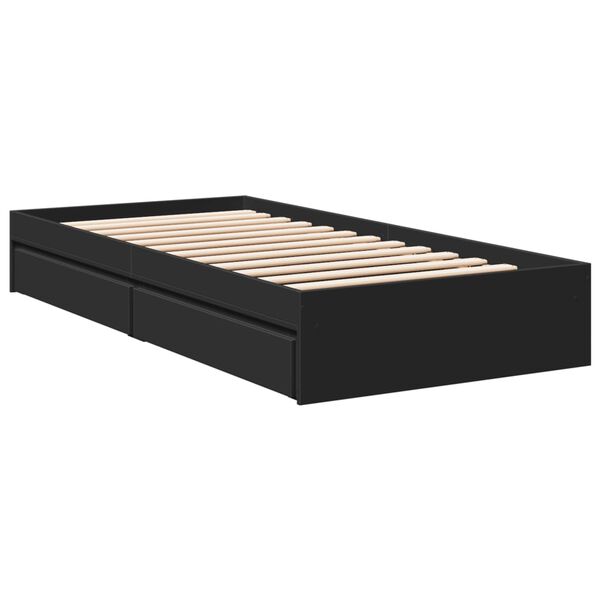 vidaXL Bettgestell mit Schubladen Schwarz 90x190 cm Holzwerkstoff
