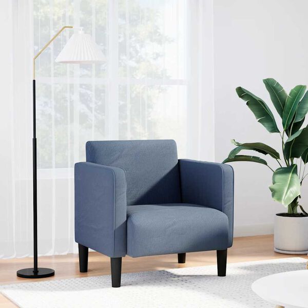 vidaXL Sessel mit Armlehnen Blau 54 cm Cordstoff