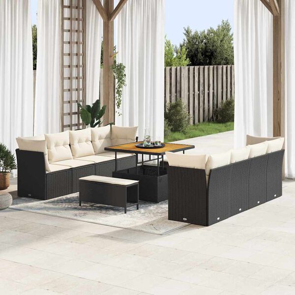 vidaXL Garten-Sofa-Set 11 pcs Schwarz Poly-Rattan