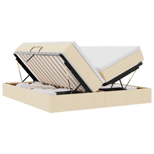 vidaXL Aufbewahrungsbett mit Matratze Creme 200 x 200 cm Polyester