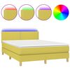 vidaXL Boxspringbett mit Matratze & LED Gr&uuml;n 140x200 cm Stoff