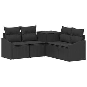 vidaXL Sofa Set 5 stk. Schwarz Polyrattan und Stahl