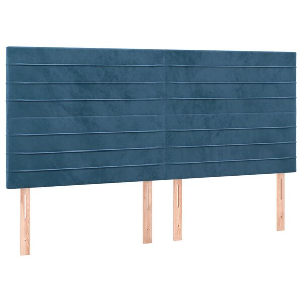 vidaXL LED Kopfteil Dunkelblau 200x5x118/128 cm Samt