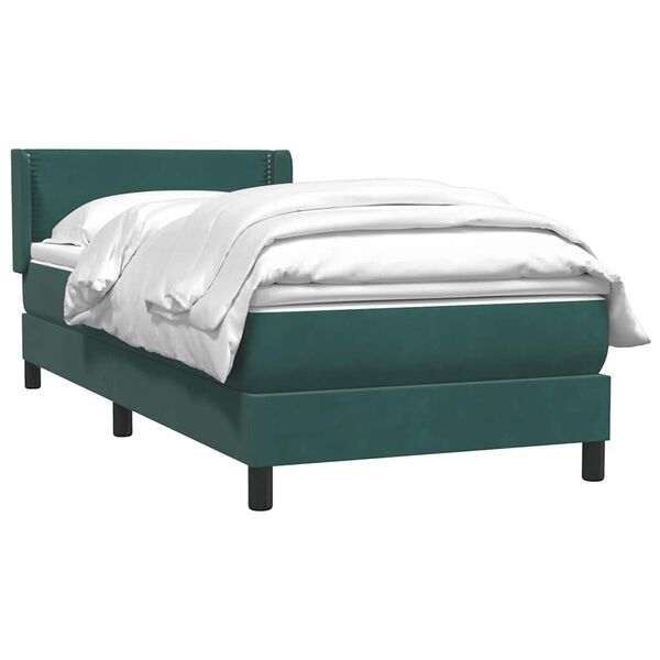 vidaXL Boxspringbett mit Matratze Dunkelgr&uuml;n 80x210 cm Samt