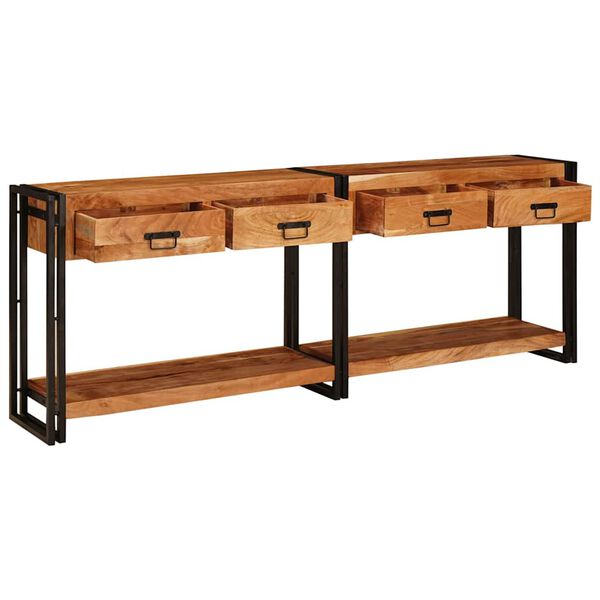 vidaXL Konsolen-Tische 2 pcs Braun 200 x 33 x 75 cm Massivholz Akazie