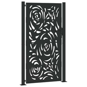 vidaXL Gartentor Schwarz 100x175 cm Stahl Flammendesign