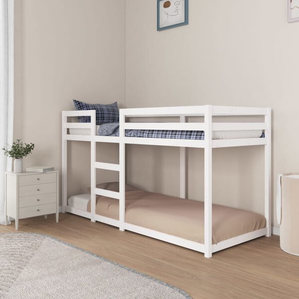 vidaXL Etagenbett Wei&szlig; 80x200 cm Massivholz Kiefer