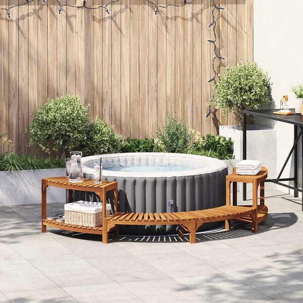 vidaXL Whirlpool Umgebung Halb-Rund Braun 252 x 112 x 55,5 cm