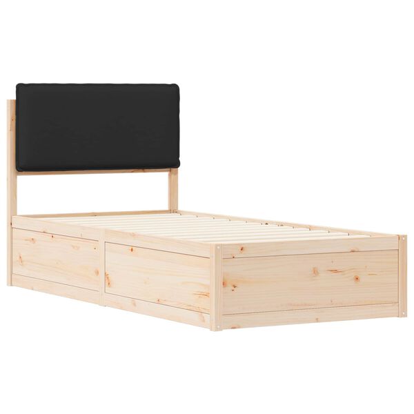 vidaXL Bettgestell mit gepolstertem Kopfteil Schwarz 75 x 190 cm