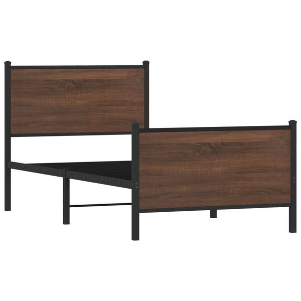 vidaXL Metallbett ohne Matratze Braun Eichen-Optik 100x200 cm