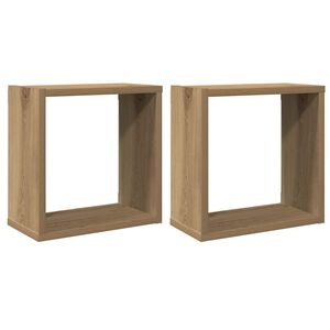 vidaXL W&uuml;rfel-Wandregale 2 Stk. Artisan-Eiche 30x15x30 Holzwerkstoff
