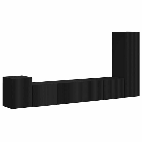 vidaXL TV-Schrankset Wandmontiert 3 pcs Schwarz Holzwerkstoff