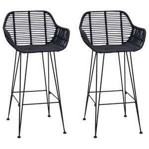 vidaXL Barstuhl 2 stk. Schwarz 55 x 52 x 92 cm Rattan und Eisen
