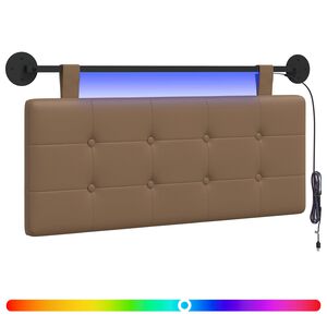 vidaXL H&auml;ngendes Kopfteil Mit LED Licht Cappuccino Kunstleder