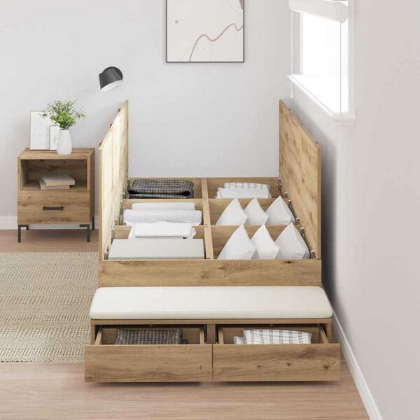 vidaXL Bett mit Stauraum mit T&uuml;r Artisan-Eiche 226,5 x 75 x 31,5 cm