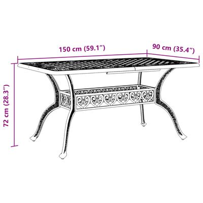 vidaXL Gartentisch Weiß 150x90x72 cm Aluminiumguss