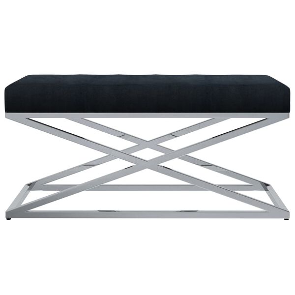 vidaXL Bank 97 cm Schwarz Samt und Edelstahl
