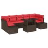 vidaXL Gartensofa-set 8 stk. 7-Sitzanzahl Braun und Rot Poly-Rattan