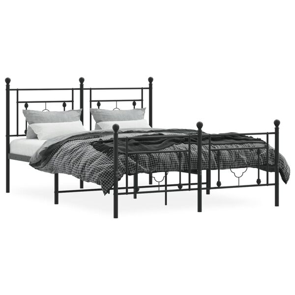 vidaXL Bettgestell mit Kopf- und Fu&szlig;teil Metall Schwarz 140x190 cm