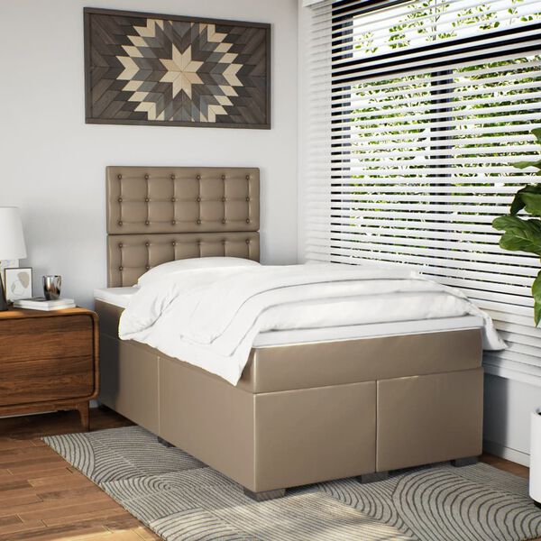 vidaXL Boxspringbett Matratze Cappuccino-Braun 120x200cm Kunstleder