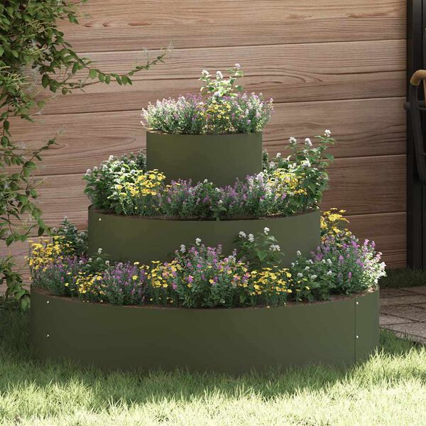 vidaXL Garten-Pflanzgef&auml;&szlig; Olive Gr&uuml;n 90 x 90 x 20 cm