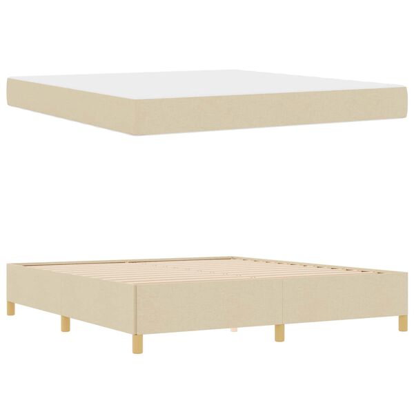 vidaXL Bettrahmen mit Matratze Creme 180 x 200 cm Stoff