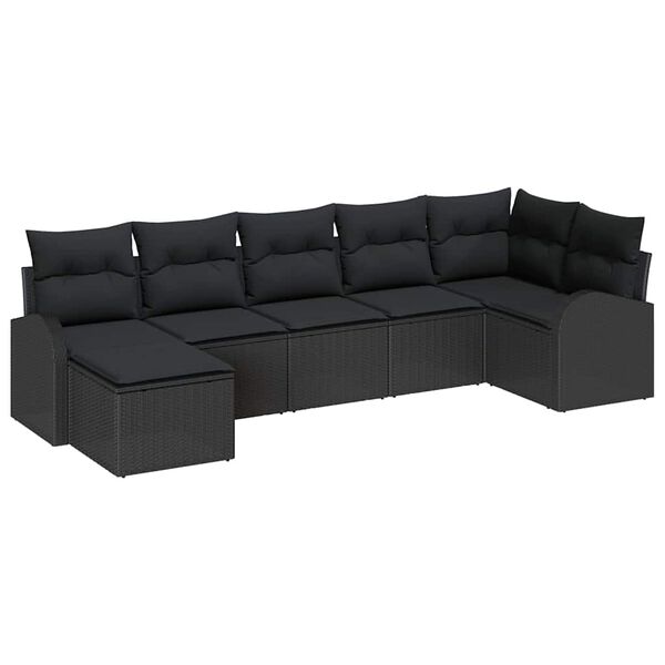 vidaXL Garten-Sofa-Set 7 pcs Schwarz Poly Rattan