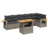 vidaXL 7-tlg. Garten-Sofagarnitur mit Kissen Grau Poly Rattan