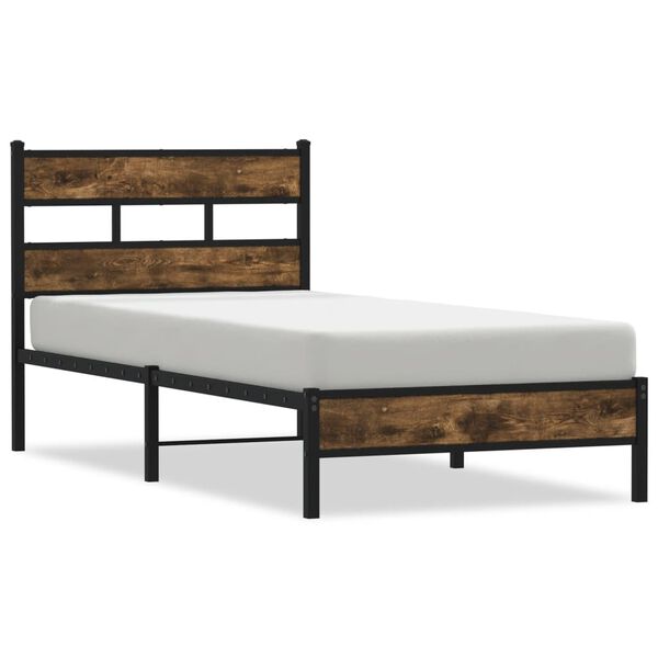vidaXL Bettgestell ohne Matratze mit Kopfteil Sonoma-Eiche 107x203 cm