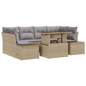 vidaXL Garten-Sofa-Set mit Kissen 7 pcs Beige und Hellgrau