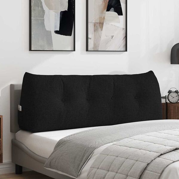 vidaXL R&uuml;cken Kissen Schwarz 140 x 24 x 50 cm Stoff