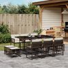 vidaXL 11-tlg. Garten-Essgruppe mit Kissen Braun Poly Rattan