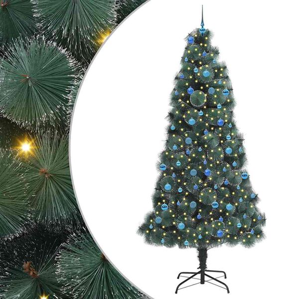 vidaXL K&uuml;nstlicher vorbeleuchteter Weihnachtsbaum mit Kugelset 240 cm